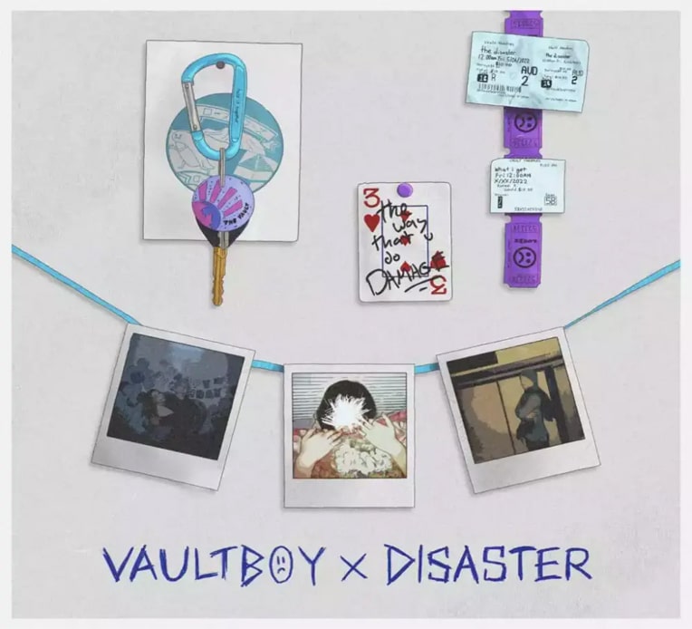 Single artwork for vaultboy's latest single, "disaster"