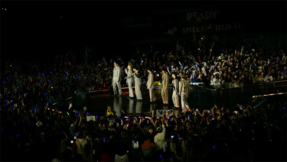 Super Junior at the fan stage.