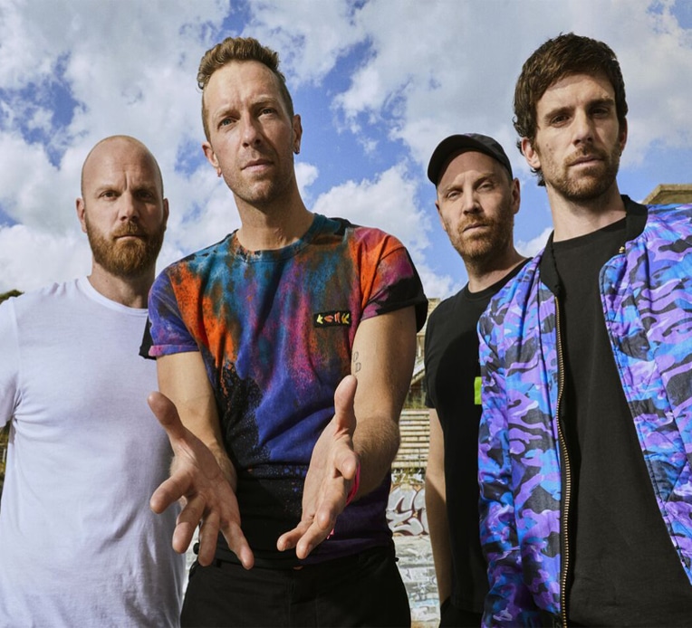 Coldplay press photo for the band's 2023 Music of the Spheres tour dates.