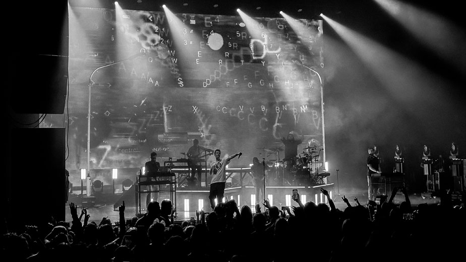 Bastille getting the crowd of The Wiltern to sing along.