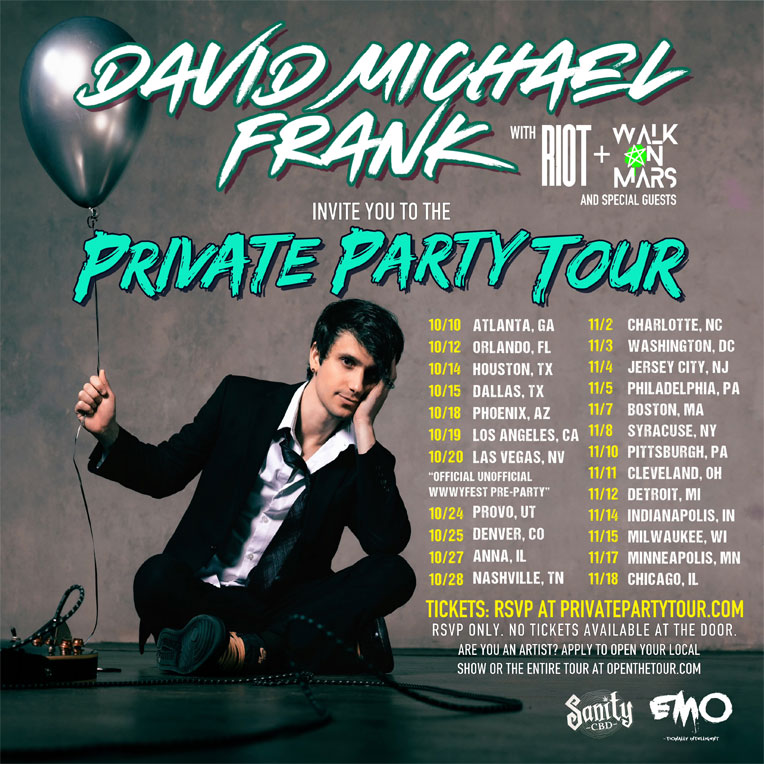 Tour flyer for David Michael Frank's 'Private Party Tour.'