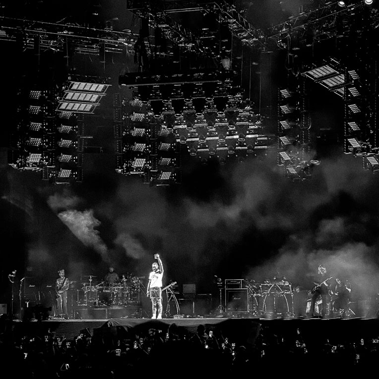 Post Malone saluting the San Bernardino crowd at the 'If Y'all Weren't Here, I'd Be Crying' tour.