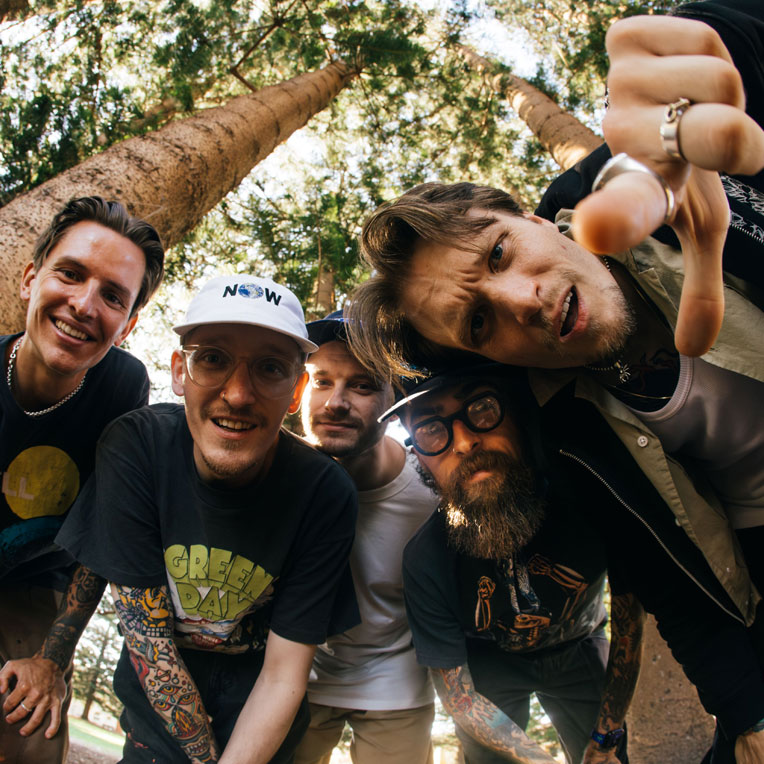 Promo photo of Neck Deep to promote their 2024 'Live In America' tour.