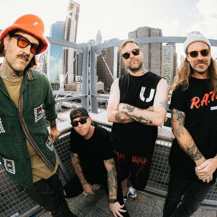 Promotional image of The Used for their upcoming 2024 summer headlining tour.