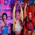Still from AleXa's cosplay music video featuring her cover of "How It's Done" By HUNTR/X of KPop Demon Hunters.